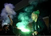 27 September 2019; A Shamrock Rovers supporter during the Extra.ie FAI Cup Semi-Final match between Bohemians and Shamrock Rovers at Dalymount Park in Dublin. Photo by Stephen McCarthy/Sportsfile