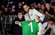 27 September 2019; UFC fighter Conor McGregor with Ian O'Connoll, age 15, from Killarney, Co Kerry at Bellator 227 in the 3Arena, Dublin. Photo by David Fitzgerald/Sportsfile
