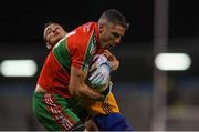 27 September 2019; Fiach Andrews of Ballymun Kickhams in action against Emile Mullen of Na Fianna during the Dublin County Senior Club Football Championship Group 1 match between Na Fianna and Ballymun Kickhams at Parnell Park in Dublin. Photo by Harry Murphy/Sportsfile