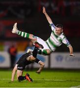 27 September 2019; Jack Byrne of Shamrock Rovers and Paddy Kirk of Bohemians during the Extra.ie FAI Cup Semi-Final match between Bohemians and Shamrock Rovers at Dalymount Park in Dublin. Photo by Stephen McCarthy/Sportsfile