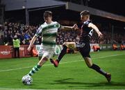 27 September 2019; Ronan Finn of Shamrock Rovers in action against Paddy Kirk of Bohemians during the Extra.ie FAI Cup Semi-Final match between Bohemians and Shamrock Rovers at Dalymount Park in Dublin. Photo by Stephen McCarthy/Sportsfile