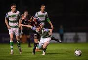 27 September 2019; Jack Byrne of Shamrock Rovers is tackled by Danny Mandroiu of Bohemians during the Extra.ie FAI Cup Semi-Final match between Bohemians and Shamrock Rovers at Dalymount Park in Dublin. Photo by Stephen McCarthy/Sportsfile