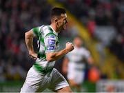 27 September 2019; Aaron Greene of Shamrock Rovers celebrates after scoring his side's second goal during the Extra.ie FAI Cup Semi-Final match between Bohemians and Shamrock Rovers at Dalymount Park in Dublin. Photo by Seb Daly/Sportsfile