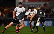 27 September 2019; Sean Reidy of Ulster is tackled by Rhodri Jone and Luke Price of Ospreys during the Guinness PRO14 Round 1 match between Ulster and Ospreys at Kingspan Stadium in Belfast. Photo by Oliver McVeigh/Sportsfile