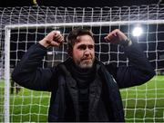 27 September 2019; Shamrock Rovers manager Stephen Bradley celebrates following his side's victory during the Extra.ie FAI Cup Semi-Final match between Bohemians and Shamrock Rovers at Dalymount Park in Dublin. Photo by Seb Daly/Sportsfile