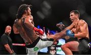 27 September 2019; Benson Henderson, left, in action against Myles Jury during their lightweight bout at Bellator 227 in the 3Arena, Dublin. Photo by David Fitzgerald/Sportsfile