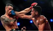 27 September 2019; Hugo Pereira, right, in action against Kiefer Crosbie during their contract weight bout at Bellator 227 in the 3Arena, Dublin. Photo by David Fitzgerald/Sportsfile
