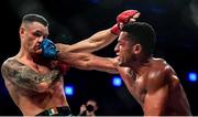 27 September 2019; Hugo Pereira, right, in action against Kiefer Crosbie during their contract weight bout at Bellator 227 in the 3Arena, Dublin. Photo by David Fitzgerald/Sportsfile