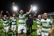 27 September 2019; Shamrock Rovers players, from left, Sean Kavanagh, Greg Bolger, Roberto Lopes, Jack Byrne and Aaron McEneff celebrate following the Extra.ie FAI Cup Semi-Final match between Bohemians and Shamrock Rovers at Dalymount Park in Dublin. Photo by Stephen McCarthy/Sportsfile