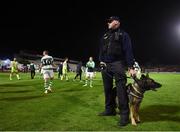 27 September 2019; A member of An Garda Síochána on the pitch following the Extra.ie FAI Cup Semi-Final match between Bohemians and Shamrock Rovers at Dalymount Park in Dublin. Photo by Stephen McCarthy/Sportsfile