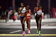 27 September 2019; Helalia Johannes of Namibia, left, and Edna Ngeringwony Kiplagat of Kenya competing in the Women's Marathon during day one of the World Athletics Championships 2019 at the Corniche in Doha, Qatar. Photo by Sam Barnes/Sportsfile