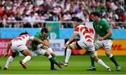 28 September 2019; Peter O'Mahony of Ireland is tackled by Jiwon Koo of Japan prior to the 2019 Rugby World Cup Pool A match between Japan and Ireland at the Shizuoka Stadium Ecopa in Fukuroi, Shizuoka Prefecture, Japan. Photo by Brendan Moran/Sportsfile