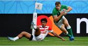 28 September 2019; Garry Ringrose of Ireland scores his side's first try during the 2019 Rugby World Cup Pool A match between Japan and Ireland at the Shizuoka Stadium Ecopa in Fukuroi, Shizuoka Prefecture, Japan. Photo by Brendan Moran/Sportsfile