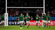 28 September 2019; Ireland players, including Rory Best, left, Conor Murray and Peter O'Mahony following the 2019 Rugby World Cup Pool A match between Japan and Ireland at the Shizuoka Stadium Ecopa in Fukuroi, Shizuoka Prefecture, Japan. Photo by Brendan Moran/Sportsfile