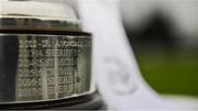 28 September 2019; A detailed view of the Tom Hand cup prior to the FAI Tom Hand Cup Final match between St Michaels and Avondale United at St Michaels FC in Tipperary. Photo by Eóin Noonan/Sportsfile