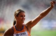 28 September 2019; Dafne Schippers of Netherlands acknowledges the crowd following her Women's 100m heat during day two of the World Athletics Championships 2019 at Khalifa International Stadium in Doha, Qatar. Photo by Sam Barnes/Sportsfile