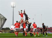 28 September 2019; Billy Holland of Munster and Matthew Screech of Dragons contest a line-out during the Guinness PRO14 Round 1 match between Munster and Dragons at Thomond Park in Limerick. Photo by Harry Murphy/Sportsfile