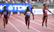 28 September 2019; Dina Asher-Smith of Great Britain, centre, competing in the Women's 100m heats during day two of the World Athletics Championships 2019 at Khalifa International Stadium in Doha, Qatar. Photo by Sam Barnes/Sportsfile