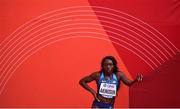 28 September 2019; Morolake Akinosun of USA after competing in the Women's 100m heats during day two of the World Athletics Championships 2019 at Khalifa International Stadium in Doha, Qatar. Photo by Sam Barnes/Sportsfile
