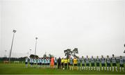 28 September 2019; Both teams stand for the playing of Amhrán na bhFiann prior to the FAI Tom Hand Cup Final match between St Michaels and Avondale United at St Michaels FC in Tipperary. Photo by Eóin Noonan/Sportsfile