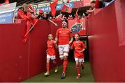 28 September 2019; Munster captain Billy Holland leads out the team before the Guinness PRO14 Round 1 match between Munster and Dragons at Thomond Park in Limerick. Photo by Matt Browne/Sportsfile