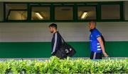 28 September 2019; Ross Byrne, left, and Devin Toner of Leinster arrive ahead of the Guinness PRO14 Round 1 match between Benetton and Leinster at Stadio Monigo in Treviso, Italy. Photo by Ramsey Cardy/Sportsfile