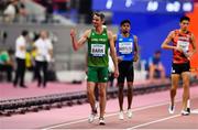 28 September 2019; Thomas Barr of Ireland, left, before competing in the Men's 400m Hurdles Semi-Finals during day two of the World Athletics Championships 2019 at Khalifa International Stadium in Doha, Qatar. Photo by Sam Barnes/Sportsfile