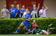 28 September 2019; Adam Byrne of Leinster on his way to scoring his side's first try during the Guinness PRO14 Round 1 match between Benetton and Leinster at Stadio Monigo in Treviso, Italy. Photo by Ramsey Cardy/Sportsfile