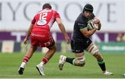 28 September 2019; Eoghan Masterson of Connacht is challenged by Paul Asquith of Scarlets during the Guinness PRO14 Round 1 match between Scarlets and Connacht at Parc y Scarlets in Llanelli, Wales. Photo by Chris Fairweather/Sportsfile