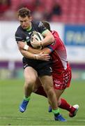 28 September 2019; Matt Healy of Connacht is tackled by Steff Hughes of Scarlets during the Guinness PRO14 Round 1 match between Scarlets and Connacht at Parc y Scarlets in Llanelli, Wales. Photo by Chris Fairweather/Sportsfile