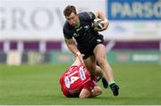 28 September 2019; Matt Healy of Connacht is tackled by Ryan Conbeer of Scarlets during the Guinness PRO14 Round 1 match between Scarlets and Connacht at Parc y Scarlets in Llanelli, Wales. Photo by Chris Fairweather/Sportsfile