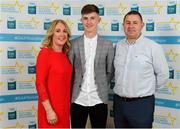 28 September 2019; Conor Corbett of Clyda Rovers and Cork, with family members Maria and Michael on their arrival at the 2019 Electric Ireland Minor Star Awards. The Hurling and Football Team of the Year was selected by an expert panel of GAA legends including Alan Kerins, Derek McGrath, Karl Lacey and Tomás Quinn. The Electric Ireland GAA Minor Star Awards create a major moment for Minor players, showcasing the outstanding achievements of individual performers throughout the Championship season. The awards also recognise the effort of those who support them day in and day out, from their coaches to parents, clubs and communities. #GAAThisIsMajor  Photo by Seb Daly/Sportsfile