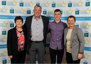 28 September 2019; Patrick Kirby of Patrickswell and Limerick, with grandmother Angela, and Gary and Carmel Kirby, on their arrival at the 2019 Electric Ireland Minor Star Awards. The Hurling and Football Team of the Year was selected by an expert panel of GAA legends including Alan Kerins, Derek McGrath, Karl Lacey and Tomás Quinn. The Electric Ireland GAA Minor Star Awards create a major moment for Minor players, showcasing the outstanding achievements of individual performers throughout the Championship season. The awards also recognise the effort of those who support them day in and day out, from their coaches to parents, clubs and communities. #GAAThisIsMajor  Photo by Seb Daly/Sportsfile
