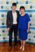 28 September 2019; Ronan Boyle of Truagh Gaels and Monaghan with his mother Marcella Boyle on their arrival at the 2019 Electric Ireland Minor Star Awards. The Hurling and Football Team of the Year was selected by an expert panel of GAA legends including Alan Kerins, Derek McGrath, Karl Lacey and Tomás Quinn. The Electric Ireland GAA Minor Star Awards create a major moment for Minor players, showcasing the outstanding achievements of individual performers throughout the Championship season. The awards also recognise the effort of those who support them day in and day out, from their coaches to parents, clubs and communities. #GAAThisIsMajor  Photo by Seb Daly/Sportsfile