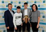 28 September 2019; Eoin Lawless of St. Mary's, Athenry and Galway, with family members Andrew, Conor and Ann Lawless, on their arrival at the 2019 Electric Ireland Minor Star Awards. The Hurling and Football Team of the Year was selected by an expert panel of GAA legends including Alan Kerins, Derek McGrath, Karl Lacey and Tomás Quinn. The Electric Ireland GAA Minor Star Awards create a major moment for Minor players, showcasing the outstanding achievements of individual performers throughout the Championship season. The awards also recognise the effort of those who support them day in and day out, from their coaches to parents, clubs and communities. #GAAThisIsMajor  Photo by Seb Daly/Sportsfile