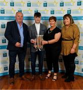 28 September 2019; Seán McDonagh of Mountbellew - Moylough and Galway, with family members Frank, Mary and Cathy McDonagh, on their arrival at the 2019 Electric Ireland Minor Star Awards. The Hurling and Football Team of the Year was selected by an expert panel of GAA legends including Alan Kerins, Derek McGrath, Karl Lacey and Tomás Quinn. The Electric Ireland GAA Minor Star Awards create a major moment for Minor players, showcasing the outstanding achievements of individual performers throughout the Championship season. The awards also recognise the effort of those who support them day in and day out, from their coaches to parents, clubs and communities. #GAAThisIsMajor  Photo by Seb Daly/Sportsfile
