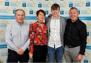 28 September 2019; Daniel Linehan of Castlemagner and Cork, with family members Kas, Jimmy, and Michael Tobin, left, on their arrival at the 2019 Electric Ireland Minor Star Awards. The Hurling and Football Team of the Year was selected by an expert panel of GAA legends including Alan Kerins, Derek McGrath, Karl Lacey and Tomás Quinn. The Electric Ireland GAA Minor Star Awards create a major moment for Minor players, showcasing the outstanding achievements of individual performers throughout the Championship season. The awards also recognise the effort of those who support them day in and day out, from their coaches to parents, clubs and communities. #GAAThisIsMajor  Photo by Seb Daly/Sportsfile