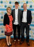 28 September 2019; Darragh Cashman of Millstreet and Cork, with family members Patricia and John Cashman, on their arrival at the 2019 Electric Ireland Minor Star Awards. The Hurling and Football Team of the Year was selected by an expert panel of GAA legends including Alan Kerins, Derek McGrath, Karl Lacey and Tomás Quinn. The Electric Ireland GAA Minor Star Awards create a major moment for Minor players, showcasing the outstanding achievements of individual performers throughout the Championship season. The awards also recognise the effort of those who support them day in and day out, from their coaches to parents, clubs and communities. #GAAThisIsMajor  Photo by Seb Daly/Sportsfile