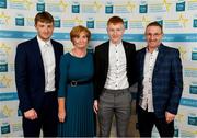 28 September 2019; Shane Meehan of The Banner and Clare, with family members Darren, Angela and Tom Meehan on their arrival at the 2019 Electric Ireland Minor Star Awards. The Hurling and Football Team of the Year was selected by an expert panel of GAA legends including Alan Kerins, Derek McGrath, Karl Lacey and Tomás Quinn. The Electric Ireland GAA Minor Star Awards create a major moment for Minor players, showcasing the outstanding achievements of individual performers throughout the Championship season. The awards also recognise the effort of those who support them day in and day out, from their coaches to parents, clubs and communities. #GAAThisIsMajor  Photo by Seb Daly/Sportsfile