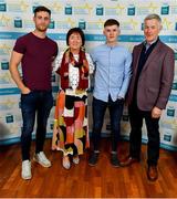 28 September 2019; Ronan Lyons of Monaleen and Limerick, with family members Lorcan, Rosemary and Pat Lyons, on their arrival at the 2019 Electric Ireland Minor Star Awards. The Hurling and Football Team of the Year was selected by an expert panel of GAA legends including Alan Kerins, Derek McGrath, Karl Lacey and Tomás Quinn. The Electric Ireland GAA Minor Star Awards create a major moment for Minor players, showcasing the outstanding achievements of individual performers throughout the Championship season. The awards also recognise the effort of those who support them day in and day out, from their coaches to parents, clubs and communities. #GAAThisIsMajor  Photo by Seb Daly/Sportsfile