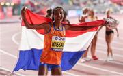 28 September 2019; Sifan Hassan of Netherlands, left, celebrates winning the Women's 10,000m final during day two of the World Athletics Championships 2019 at Khalifa International Stadium in Doha, Qatar. Photo by Sam Barnes/Sportsfile