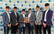 28 September 2019; Galway Minor Hurlers, from left, Alex Connaire, Christy Brennan, Sean McDonagh, Ian MgGlynn, Eoin Lawless and Greg Thomas, on their arrival at the 2019 Electric Ireland Minor Star Awards. The Hurling and Football Team of the Year was selected by an expert panel of GAA legends including Alan Kerins, Derek McGrath, Karl Lacey and Tomás Quinn. The Electric Ireland GAA Minor Star Awards create a major moment for Minor players, showcasing the outstanding achievements of individual performers throughout the Championship season. The awards also recognise the effort of those who support them day in and day out, from their coaches to parents, clubs and communities. #GAAThisIsMajor  Photo by Seb Daly/Sportsfile
