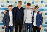 28 September 2019; James McLaughlin, Jonathan McGrath of Caherlistrane and Galway, James McLaughlin of Moycullen and Galway and Daniel Cox of Moycullen and Galway, on their arrival at the 2019 Electric Ireland Minor Star Awards. The Hurling and Football Team of the Year was selected by an expert panel of GAA legends including Alan Kerins, Derek McGrath, Karl Lacey and Tomás Quinn. The Electric Ireland GAA Minor Star Awards create a major moment for Minor players, showcasing the outstanding achievements of individual performers throughout the Championship season. The awards also recognise the effort of those who support them day in and day out, from their coaches to parents, clubs and communities. #GAAThisIsMajor  Photo by Seb Daly/Sportsfile