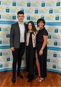 28 September 2019; Tomo Culhane of Salthill-Knocknacarra and Galway, with family members Evie and Sinéad Culhane, on their arrival at the 2019 Electric Ireland Minor Star Awards. The Hurling and Football Team of the Year was selected by an expert panel of GAA legends including Alan Kerins, Derek McGrath, Karl Lacey and Tomás Quinn. The Electric Ireland GAA Minor Star Awards create a major moment for Minor players, showcasing the outstanding achievements of individual performers throughout the Championship season. The awards also recognise the effort of those who support them day in and day out, from their coaches to parents, clubs and communities. #GAAThisIsMajor  Photo by Seb Daly/Sportsfile