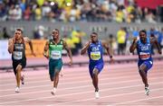 28 September 2019; Athletes from left, Andre De Grasse of Canada, Akani Simbine of South Africa, Christian Coleman of USA and Justin Gatlin of USA, competing in the Men's 100m Final during day two of the World Athletics Championships 2019 at Khalifa International Stadium in Doha, Qatar. Photo by Sam Barnes/Sportsfile