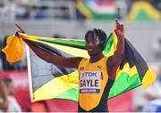 28 September 2019; Tajay Gayle of Jamaica celebrates after winning the Men's Long Jump during day two of the World Athletics Championships 2019 at Khalifa International Stadium in Doha, Qatar. Photo by Sam Barnes/Sportsfile