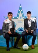 28 September 2019; Pictured are Tyrone's Minor footballer James Donaghy, left, and Monaghan's Minor footballer Ronan Boyle who were named on the Electric Ireland Minor Football Team of the Year at the 2019 Electric Ireland Minor Star Awards. The Football Team of the Year was selected by an expert panel of GAA legends including Alan Kerins, Derek McGrath, Karl Lacey and Tomás Quinn. The Electric Ireland GAA Minor Star Awards create a major moment for Minor players, showcasing the outstanding achievements of individual performers throughout the Championship season. The awards also recognise the effort of those who support them day in and day out, from their coaches to parents, clubs and communities. #GAAThisIsMajor Photo by Seb Daly/Sportsfile