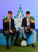 28 September 2019; Pictured are Kerry's Minor footballers Devon Burns, left, and Dylan Geaney who were named on the Electric Ireland Minor Football Team of the Year at the 2019 Electric Ireland Minor Star Awards. The Football Team of the Year was selected by an expert panel of GAA legends including Alan Kerins, Derek McGrath, Karl Lacey and Tomás Quinn. The Electric Ireland GAA Minor Star Awards create a major moment for Minor players, showcasing the outstanding achievements of individual performers throughout the Championship season. The awards also recognise the effort of those who support them day in and day out, from their coaches to parents, clubs and communities. #GAAThisIsMajor Photo by Seb Daly/Sportsfile