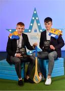 28 September 2019; Pictured are Clare's Minor hurlers Shane Meehan, left, and Cian Galvin who were named on the Electric Ireland Minor Hurling Team of the Year at the 2019 Electric Ireland Minor Star Awards. The Hurling Team of the Year was selected by an expert panel of GAA legends including Alan Kerins, Derek McGrath, Karl Lacey and Tomás Quinn. The Electric Ireland GAA Minor Star Awards create a major moment for Minor players, showcasing the outstanding achievements of individual performers throughout the Championship season. The awards also recognise the effort of those who support them day in and day out, from their coaches to parents, clubs and communities. #GAAThisIsMajor Photo by Seb Daly/Sportsfile