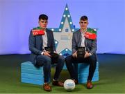 28 September 2019; Pictured are Mayo's Minor footballers Ethan Henry, left, and Oisín Tunney who were named on the Electric Ireland Minor Football Team of the Year at the 2019 Electric Ireland Minor Star Awards. The Football Team of the Year was selected by an expert panel of GAA legends including Alan Kerins, Derek McGrath, Karl Lacey and Tomás Quinn. The Electric Ireland GAA Minor Star Awards create a major moment for Minor players, showcasing the outstanding achievements of individual performers throughout the Championship season. The awards also recognise the effort of those who support them day in and day out, from their coaches to parents, clubs and communities. #GAAThisIsMajor Photo by Seb Daly/Sportsfile